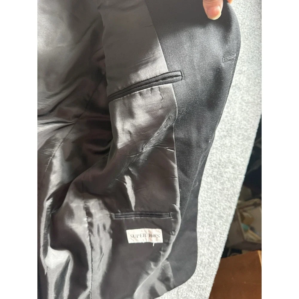 Black Blazer Jacket 3 Button Tailored Work Office Suit Jacket Corpcore